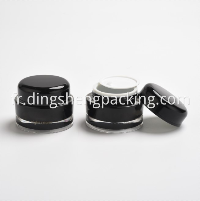 Empty Black Round Acrylic Plastic Cosmetic Cream Jars